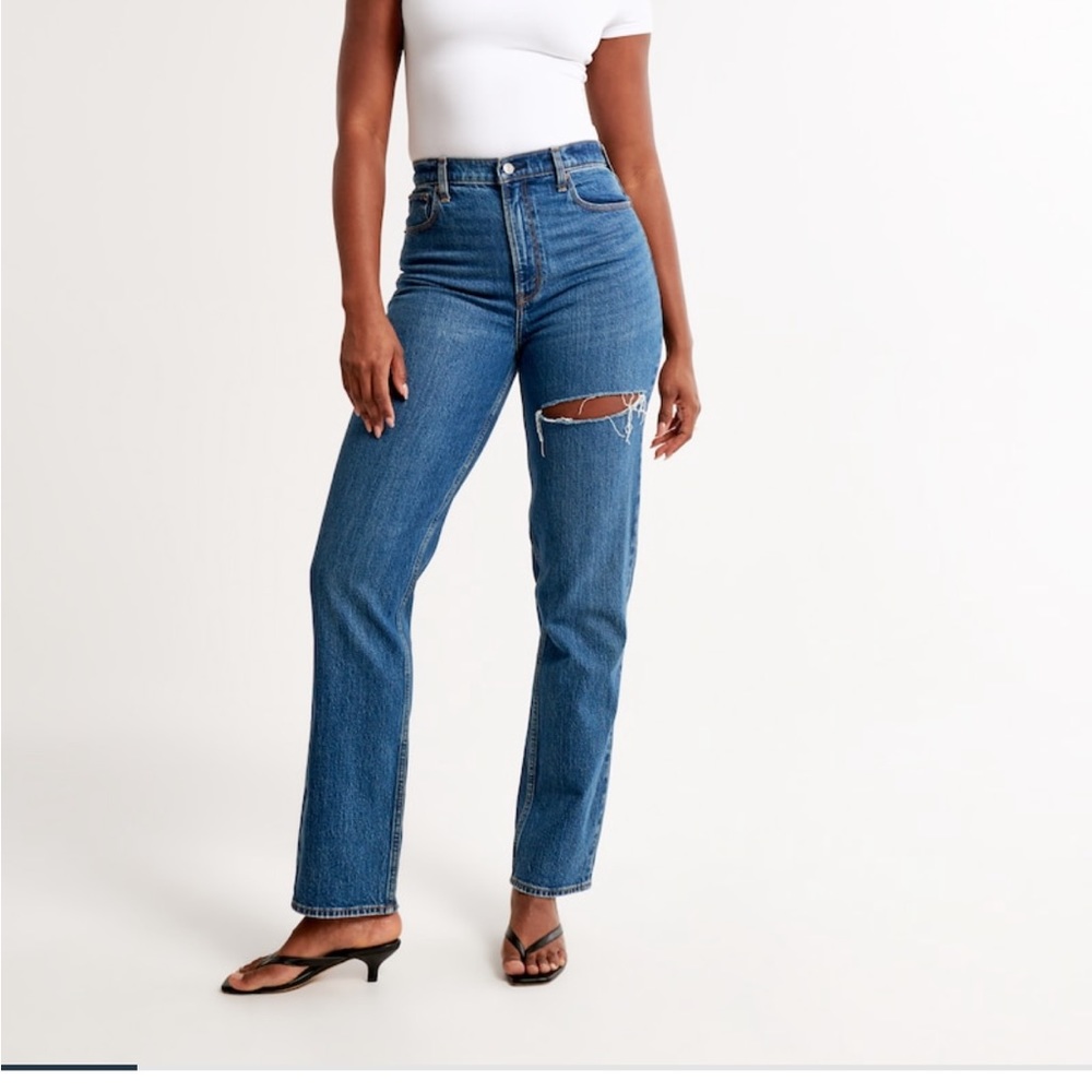 Abercrombie curve love ultra high rise ankle straight jean